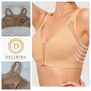 DELIMIRA Women's Front Closure Bra Full Coverage Wire Free Support Posture  46C